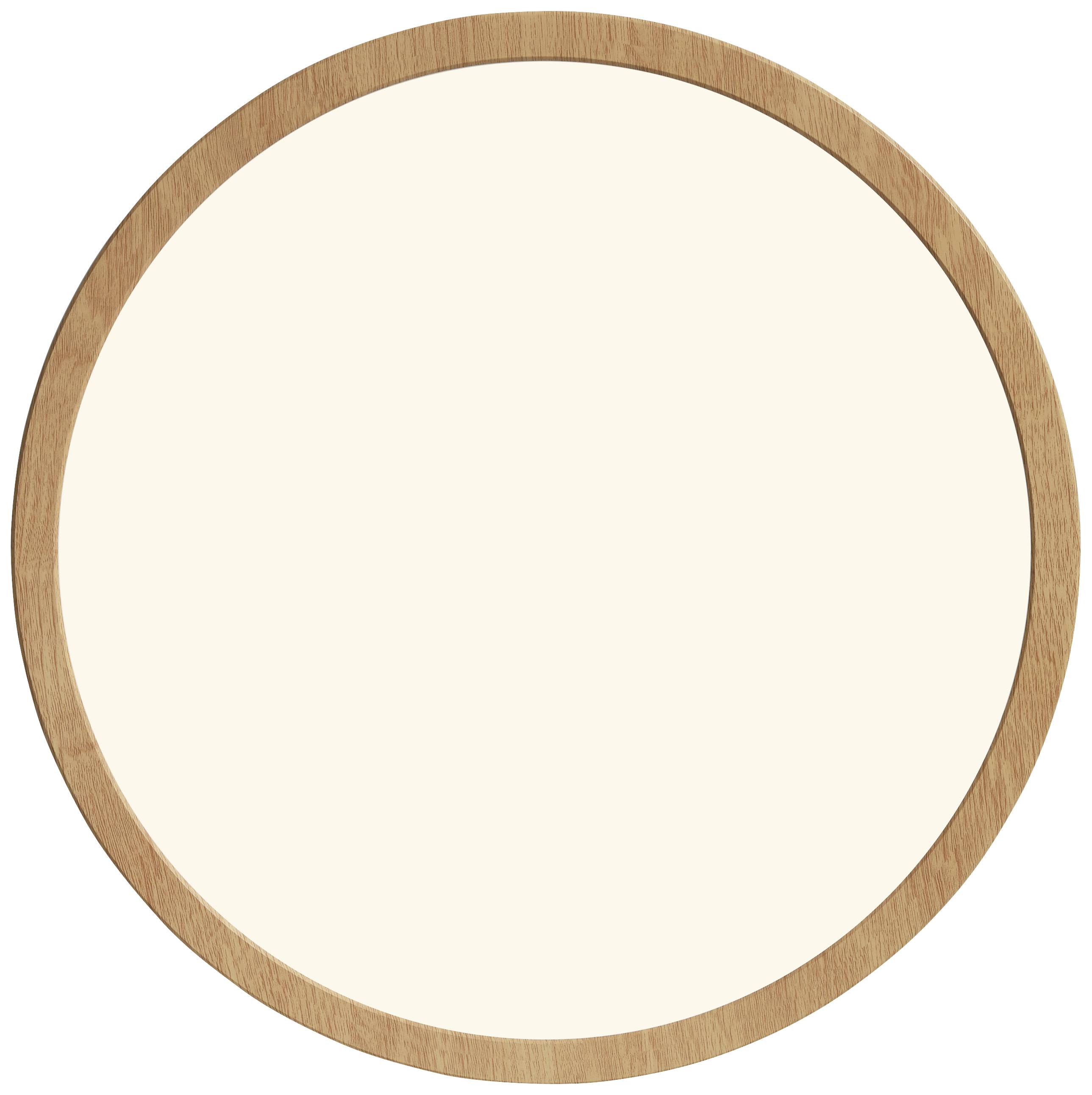 Brauner runder Holzrahmen mit einer leeren weißen Fläche in der Mitte.