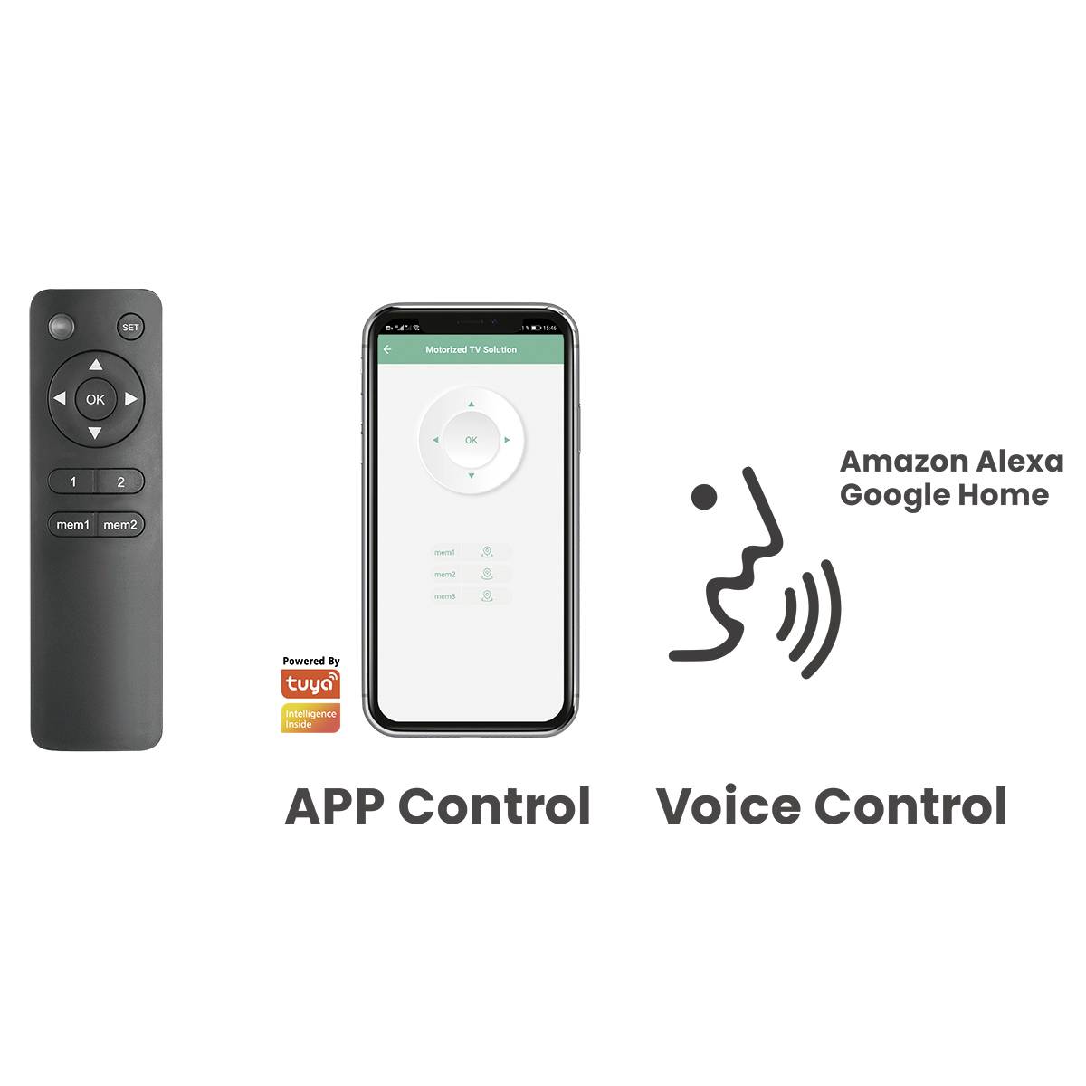 My Wall HL48ML TV-Deckenhalterung für Google Home, Mit Fernbedienung, Neigbar, Zusammenklappbar, Motorisiert 58,4 cm (23") - 165,1 cm (65")
