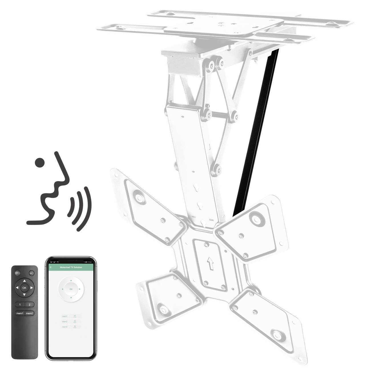 My Wall HL48MWL TV-Deckenhalterung für Google Home, Mit Fernbedienung, Neigbar, Zusammenklappbar, Motorisiert 58,4cm (23")