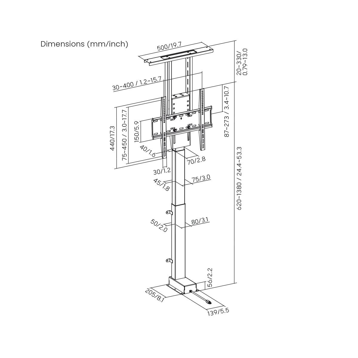 My Wall HP63AL TV-Lift-Halterung für Google Home, Höhenverstellbar, Motorisiert, Mit Fernbedienung 81,3cm (32") - 139,7cm (55")
