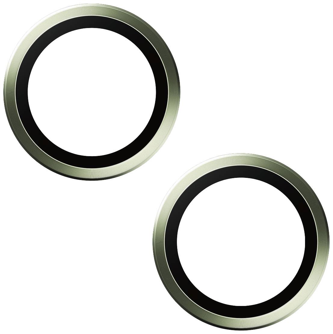 Zwei silberne, kreisförmige Lautsprecheröffnungen auf weißem Hintergrund, schräg zueinander angeordnet.