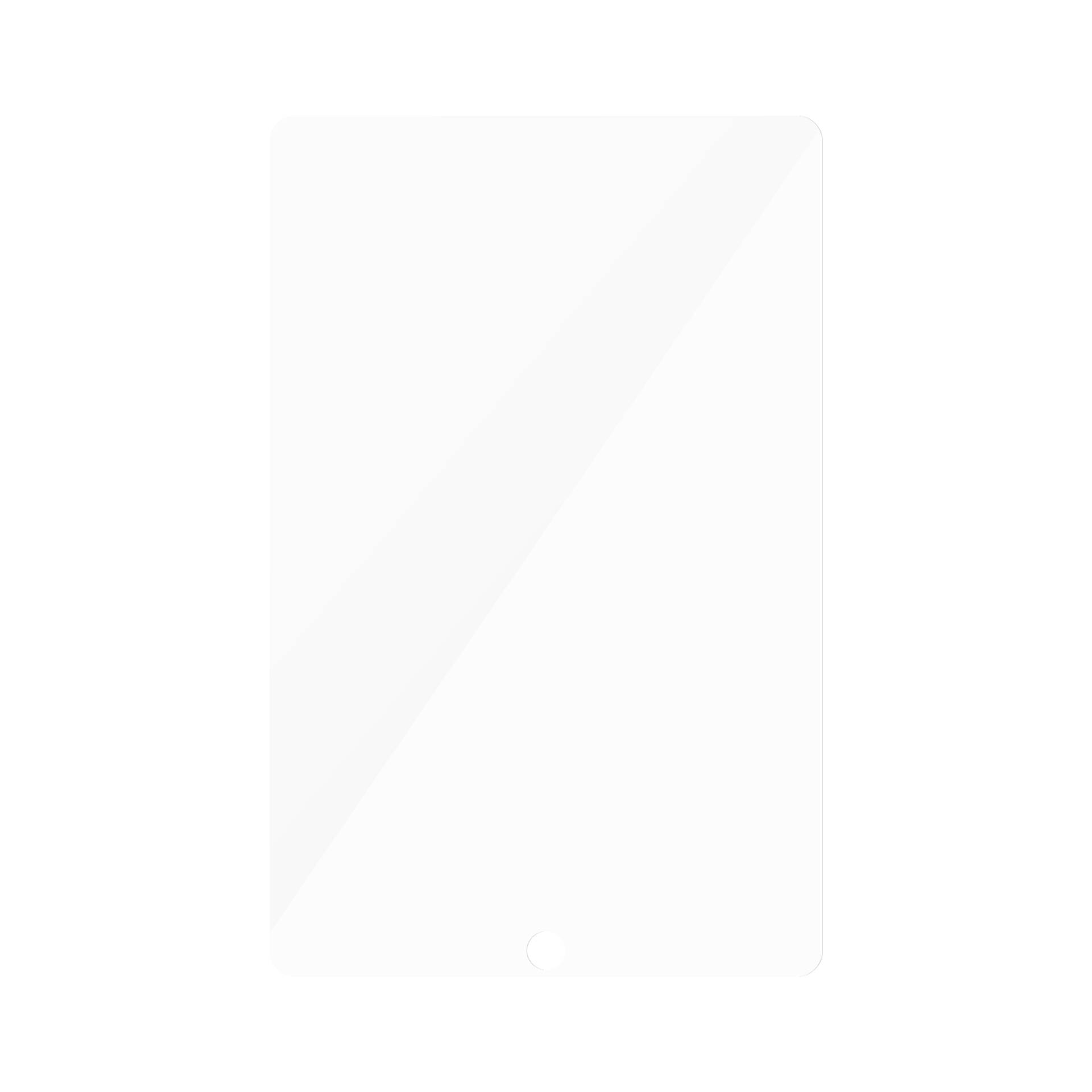 Ein klarer Displayschutz aus durchsichtigem Glas für ein Tablet, erhältlich in rechteckiger Form mit abgerundeten Ecken.