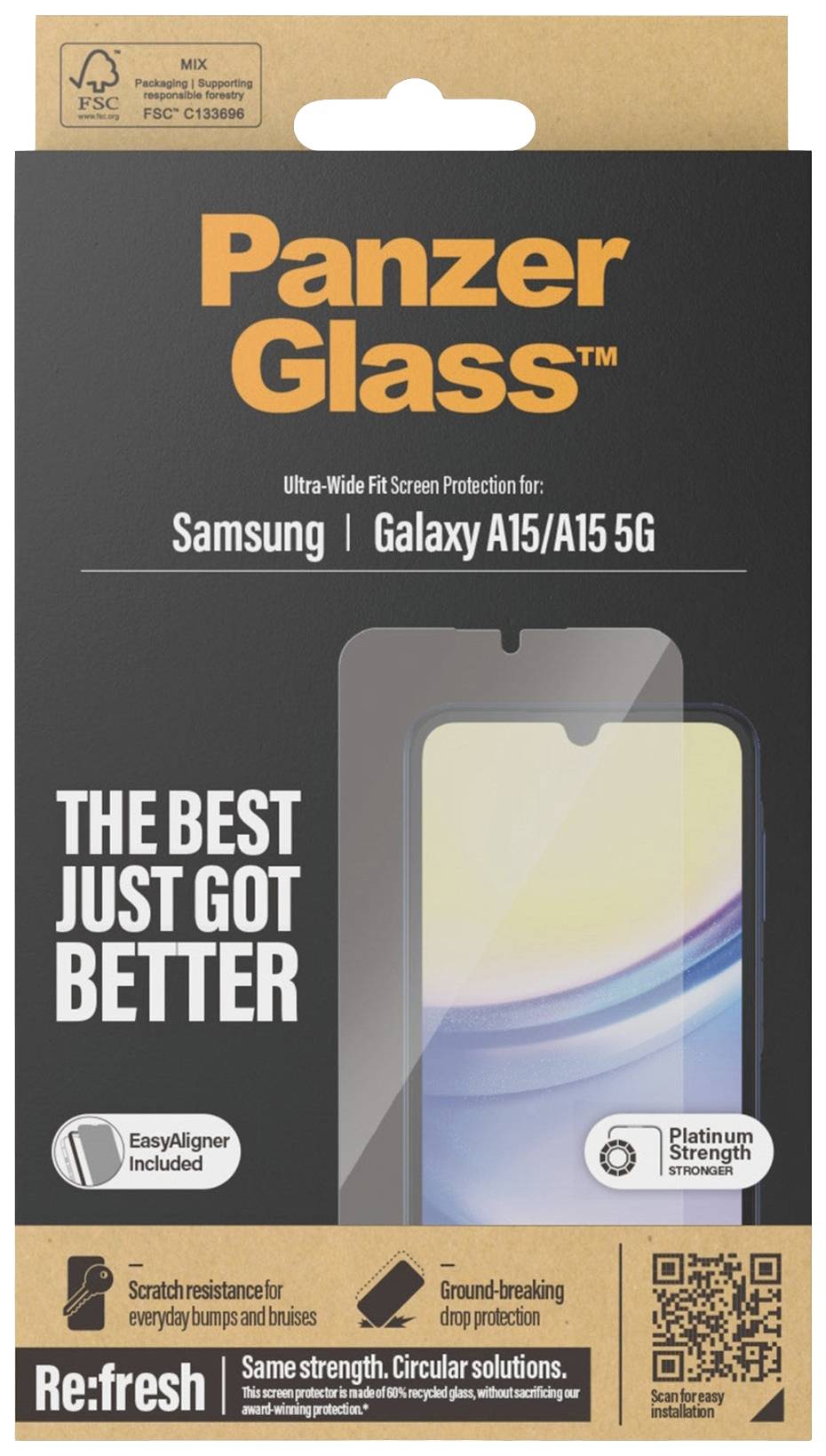 PanzerGlass "Ultra-Wide Fit" Displayschutzglas Samsung Galaxy A15, Galaxy A15 5G 1 St. 7349