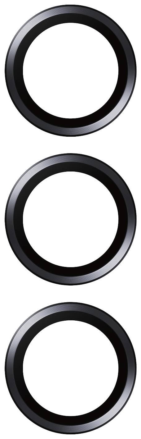 Drei schwarze Ringe, vertikal angeordnet auf weißem Hintergrund.