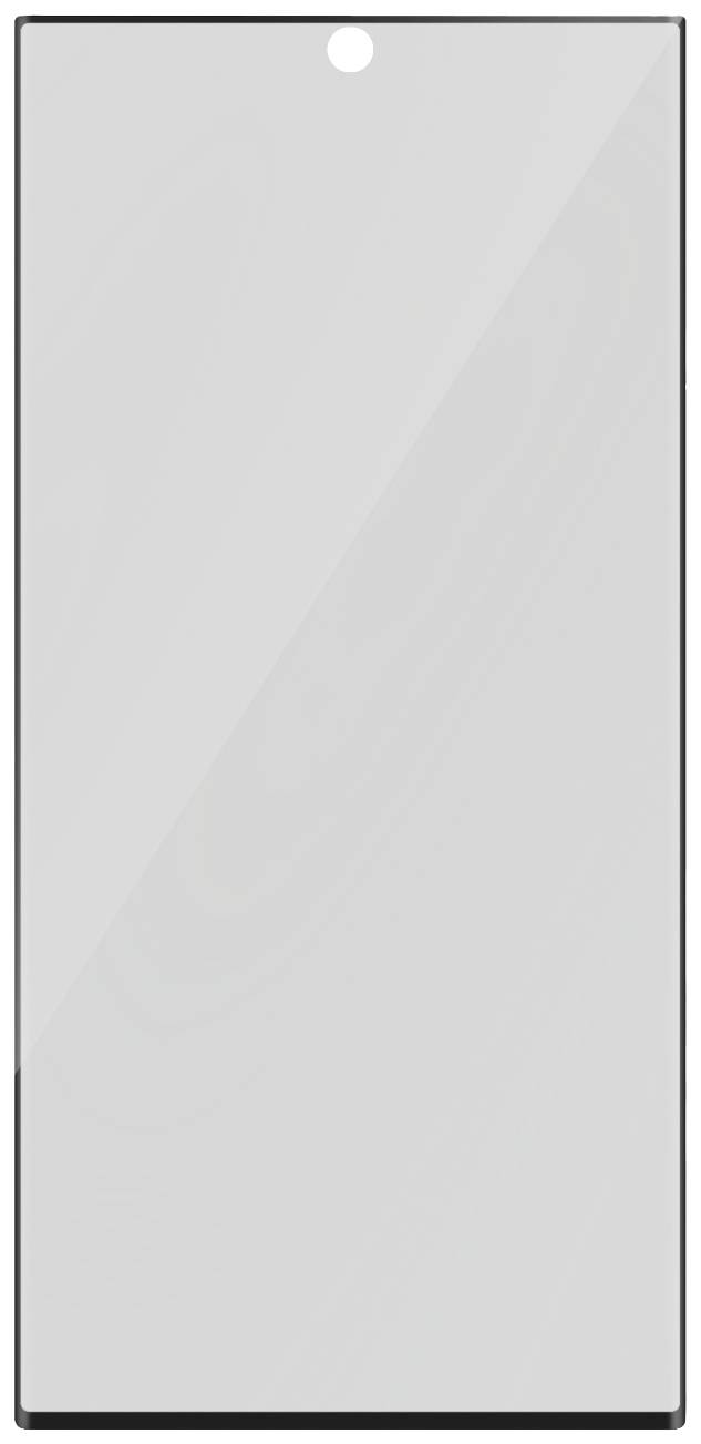 Handybildschirm mit schmalem Rahmen. Oben mittig befindet sich eine kleine runde Aussparung für die Frontkamera.