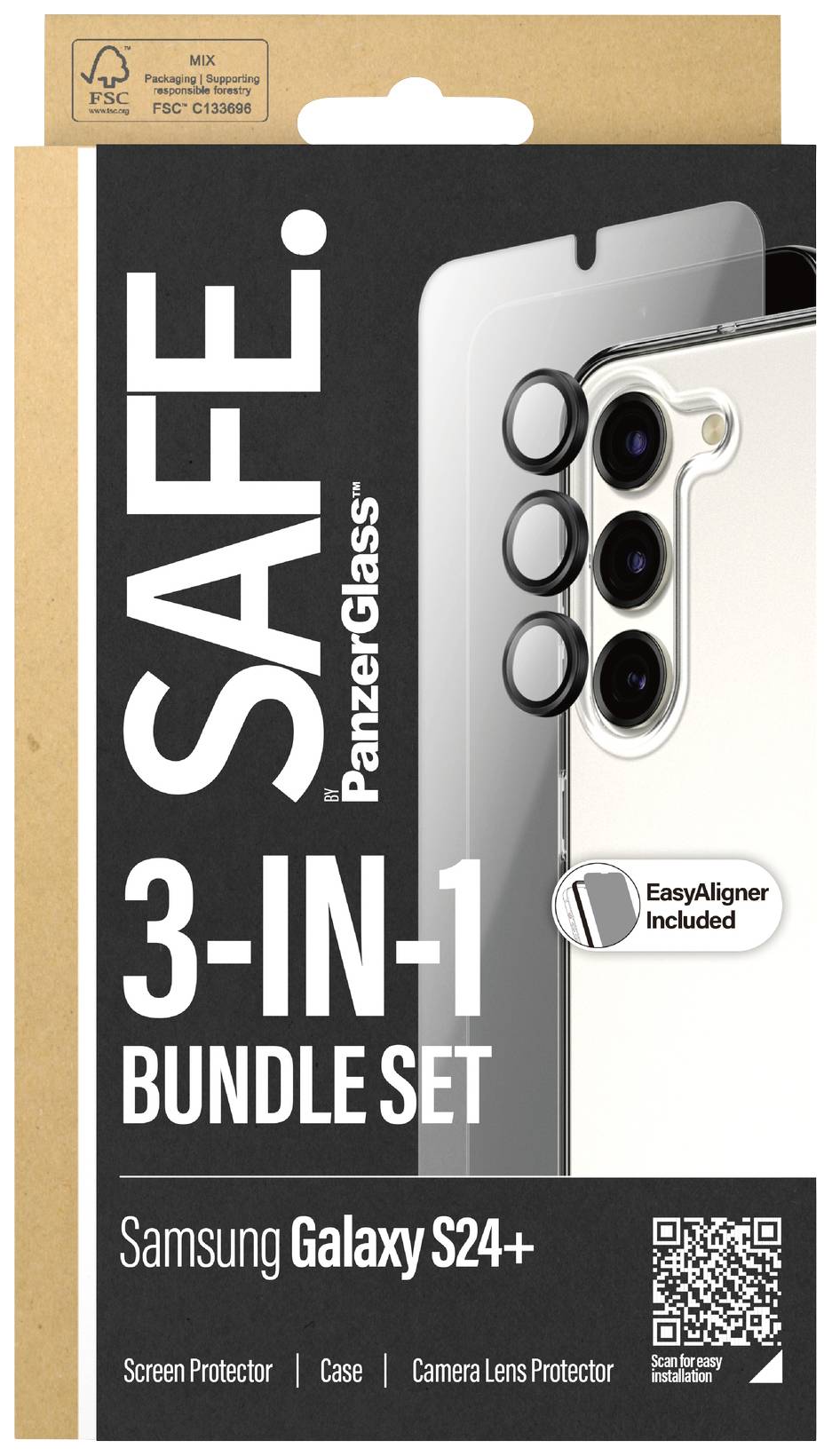 PanzerGlass 3-in-1 Bundle "Edge2Edge Glass + Case + Lens" Hülle + Schutzglas Set Samsung Galaxy S24 Plus BSAFE95673