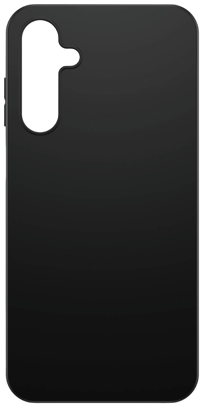 Eine schwarze Handyhülle aus Kunststoff, geeignet für ein Smartphone mit drei Kameras. Sie ist schlicht und ohne Verzierungen.