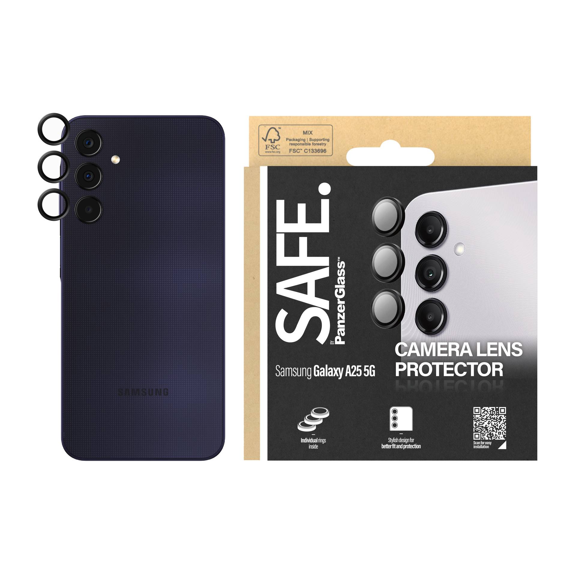 SAFE. by PG Camera Protector Samsung A25 5G, Black