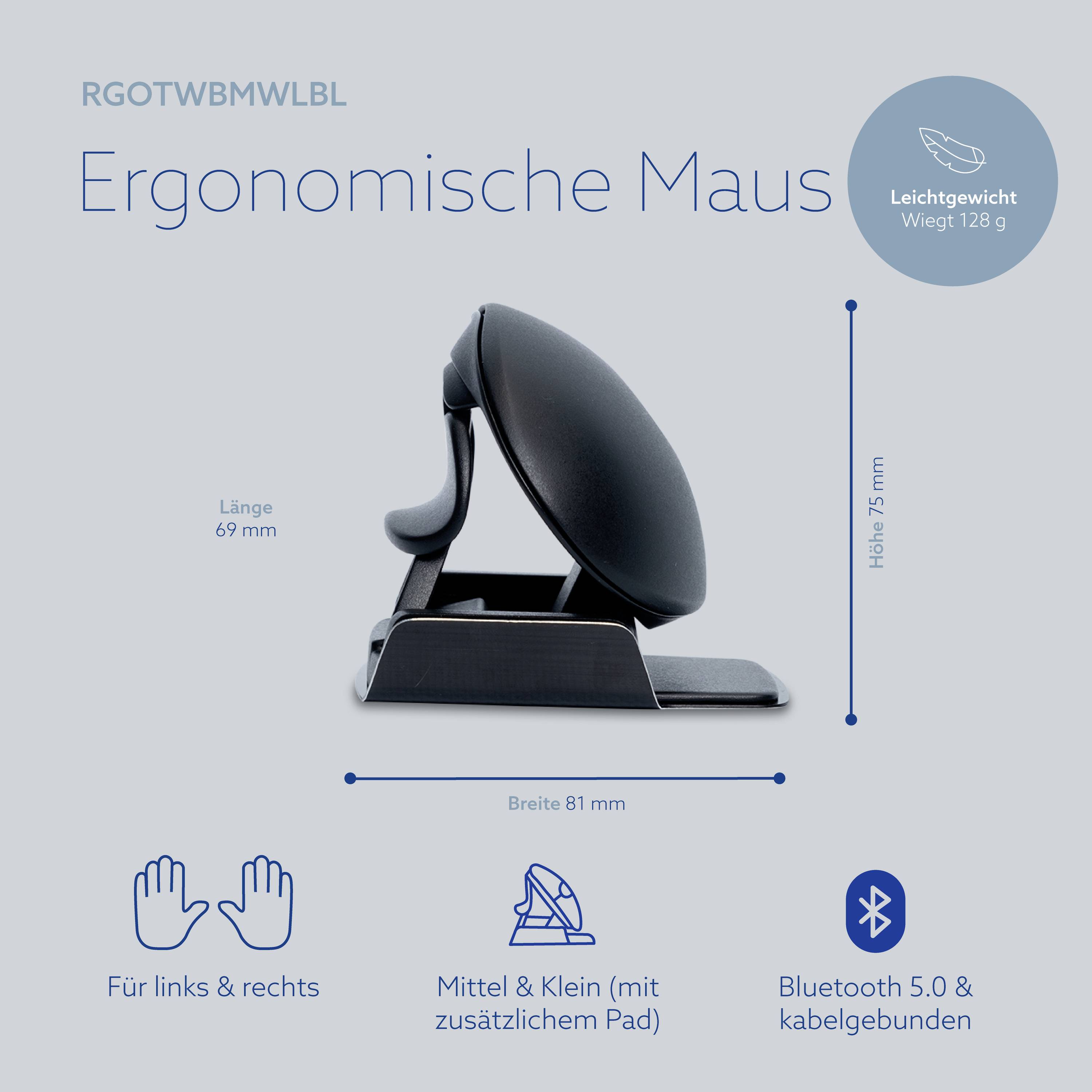 R-GO Tools Twister Maus Bluetooth® Optisch Schwarz 3 Tasten 2400 dpi