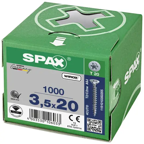 SPAX 1191010350165 Holzschraube 3.5mm 16mm T-STAR plus Stahl WIROX 1000St. SPAX 1191010350165 Holzschraube 3.5mm 16mm T-STAR plus Stahl WIROX 1000St.