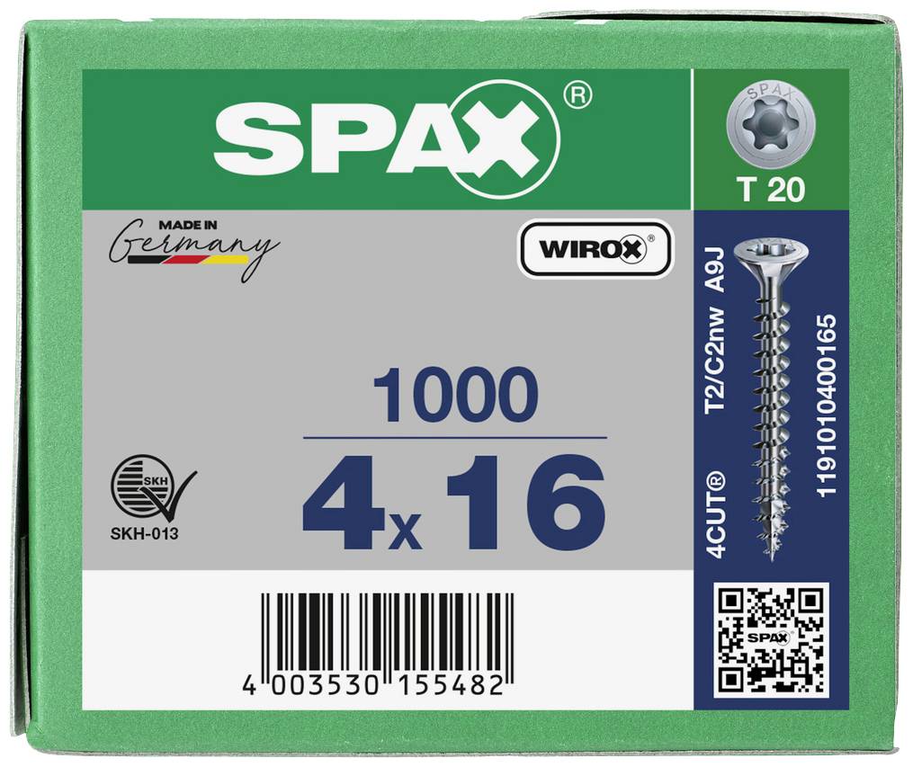 SPAX 1191010400165 Holzschraube 4mm 16mm T-STAR plus Stahl WIROX 1000St.