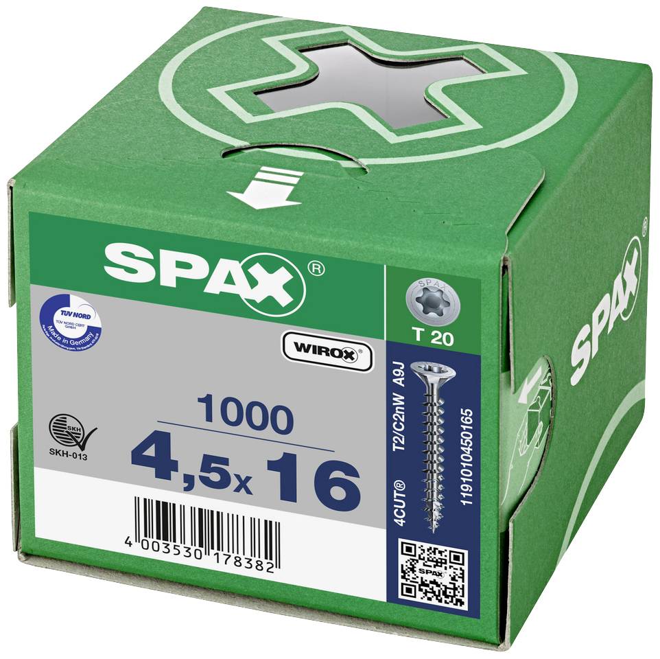 SPAX 1191010400255 Holzschraube 4mm 25mm T-STAR plus Stahl WIROX 1000St.