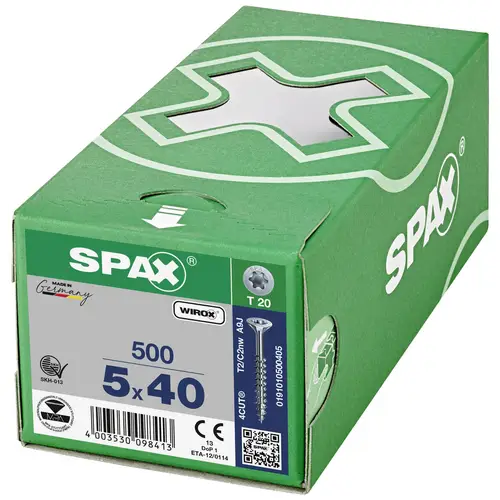 SPAX 0191010500405 Holzschraube 5mm 40mm T-STAR plus Stahl WIROX 500St. SPAX 0191010500405 Holzschraube 5mm 40mm T-STAR plus Stahl WIROX 500St.