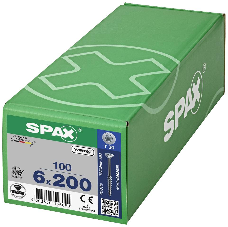 SPAX 0191010602005 Holzschraube 6mm 200mm T-STAR plus Stahl WIROX 100St.