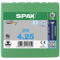 SPAX 1197000400253 Holzschraube 4mm 25mm T-STAR plus Edelstahl A2 200St. SPAX 1197000400253 Holzschraube 4mm 25mm T-STAR plus Edelstahl A2 200St.