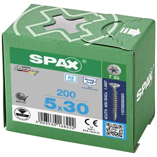 SPAX 1197000450353 Holzschraube 4.5mm 35mm T-STAR plus Edelstahl A2 200St. SPAX 1197000450353 Holzschraube 4.5mm 35mm T-STAR plus Edelstahl A2 200St.