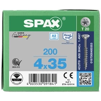 SPAX 0197000400353 Holzschraube 4mm 35mm T-STAR plus Edelstahl A2 200St. SPAX 0197000400353 Holzschraube 4mm 35mm T-STAR plus Edelstahl A2 200St.