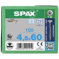 SPAX 0197000450603 Holzschraube 4.5mm 60mm T-STAR plus Edelstahl A2 100St. SPAX 0197000450603 Holzschraube 4.5mm 60mm T-STAR plus Edelstahl A2 100St.
