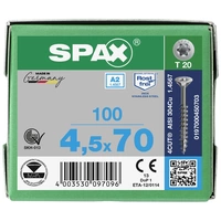 SPAX 0197000450703 Holzschraube 4.5mm 70mm T-STAR plus Edelstahl A2 100St. SPAX 0197000450703 Holzschraube 4.5mm 70mm T-STAR plus Edelstahl A2 100St.
