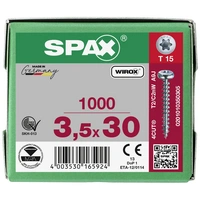 SPAX 0201010350305 Holzschraube 3.5 mm 30 mm T-STAR plus Stahl WIROX 1000 St. SPAX 0201010350305 Holzschraube 3.5 mm 30 mm T-STAR plus Stahl WIROX 1000 St.