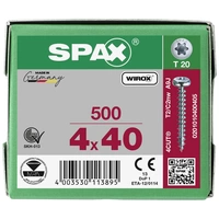 SPAX 0201010400405 Holzschraube 4mm 40mm T-STAR plus Stahl WIROX 500St. SPAX 0201010400405 Holzschraube 4mm 40mm T-STAR plus Stahl WIROX 500St.