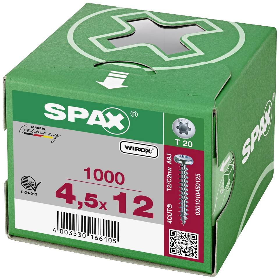 SPAX 0201010450125 Holzschraube 4.5mm 12mm T-STAR plus Stahl WIROX 1000St.