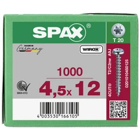 SPAX 0201010450125 Holzschraube 4.5mm 12mm T-STAR plus Stahl WIROX 1000St. SPAX 0201010450125 Holzschraube 4.5mm 12mm T-STAR plus Stahl WIROX 1000St.