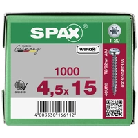 SPAX 0201010450155 Holzschraube 4.5 mm 15 mm T-STAR plus Stahl WIROX 1000 St. SPAX 0201010450155 Holzschraube 4.5 mm 15 mm T-STAR plus Stahl WIROX 1000 St.