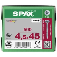 SPAX 0201010450455 Holzschraube 4.5mm 45mm T-STAR plus Stahl WIROX 500St. SPAX 0201010450455 Holzschraube 4.5mm 45mm T-STAR plus Stahl WIROX 500St.