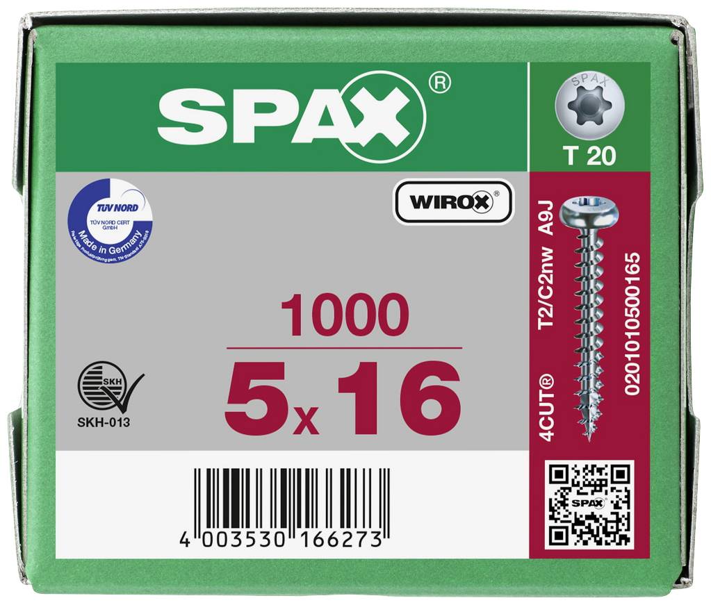 SPAX 0201010500165 Holzschraube 5mm 16mm T-STAR plus Stahl WIROX 1000St.