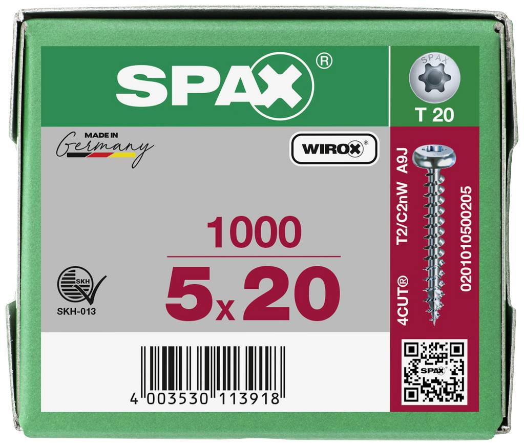 SPAX 0201010500205 Holzschraube 5mm 20mm T-STAR plus Stahl WIROX 1000St.