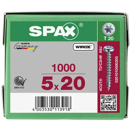SPAX 0201010500205 Holzschraube 5mm 20mm T-STAR plus Stahl WIROX 1000St. SPAX 0201010500205 Holzschraube 5mm 20mm T-STAR plus Stahl WIROX 1000St.