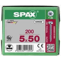 SPAX 0201010500505 Holzschraube 5mm 50mm T-STAR plus Stahl WIROX 200St. SPAX 0201010500505 Holzschraube 5mm 50mm T-STAR plus Stahl WIROX 200St.
