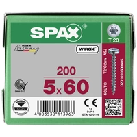 SPAX 0201010500605 Holzschraube 5mm 60mm T-STAR plus Stahl WIROX 200St. SPAX 0201010500605 Holzschraube 5mm 60mm T-STAR plus Stahl WIROX 200St.