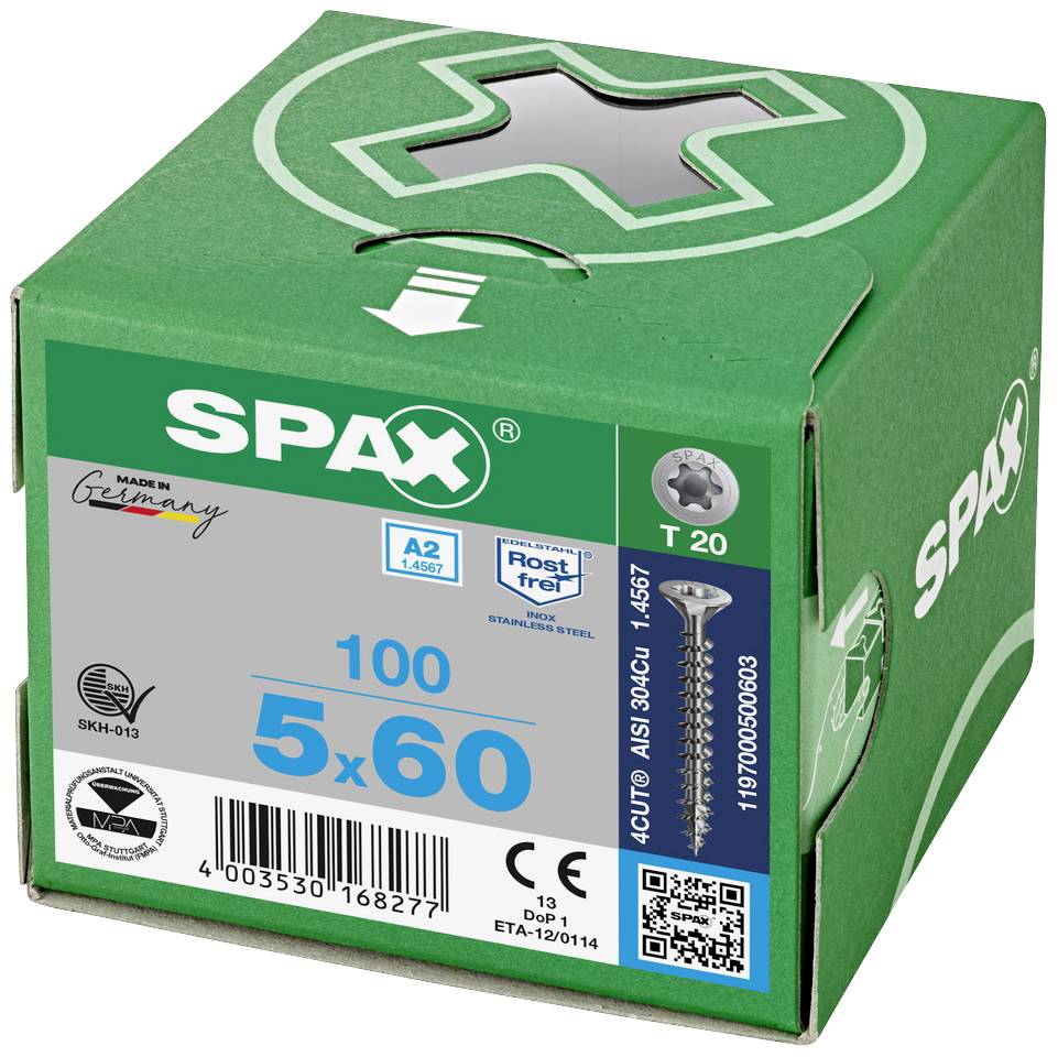 SPAX 1197000500503 Holzschraube 5mm 50mm T-STAR plus Edelstahl A2 200St.