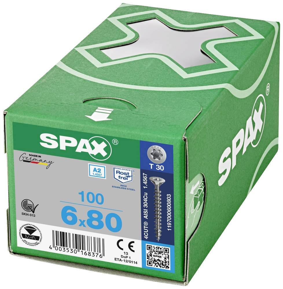 SPAX 1197000600703 Holzschraube 6 mm 70 mm T-STAR plus Edelstahl A2 100 St.