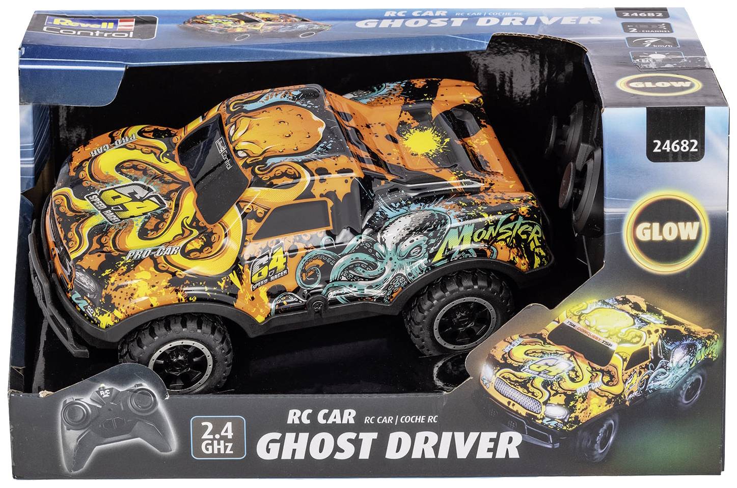 Revell Control 24682 Ghost Driver 1:22 RC Einsteiger Modellauto Elektro Straßenmodell mit Lichteffe