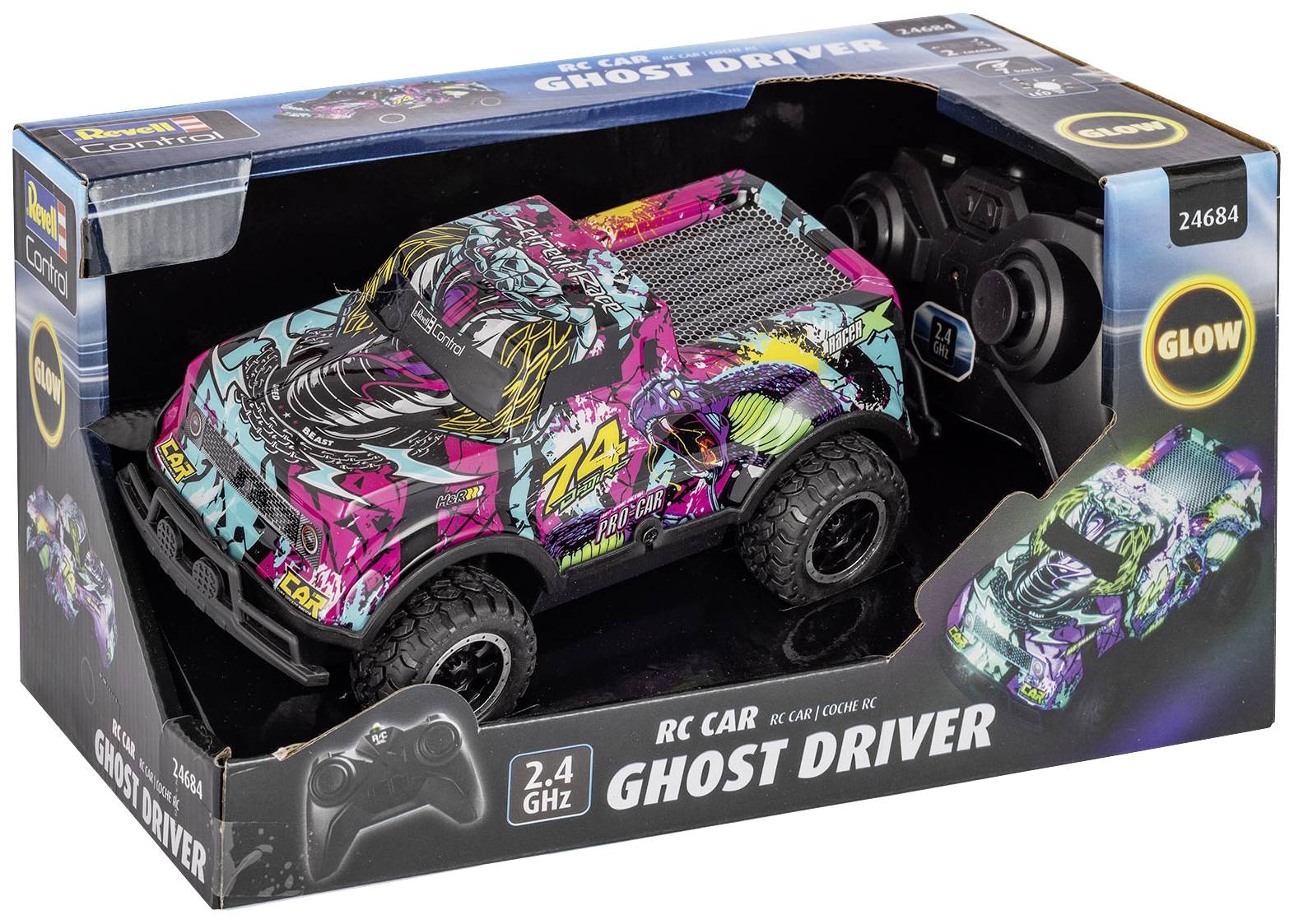 Revell Control 24684 Ghost Driver 1:22 RC Einsteiger Modellauto Elektro Straßenmodell mit Lichteffekt