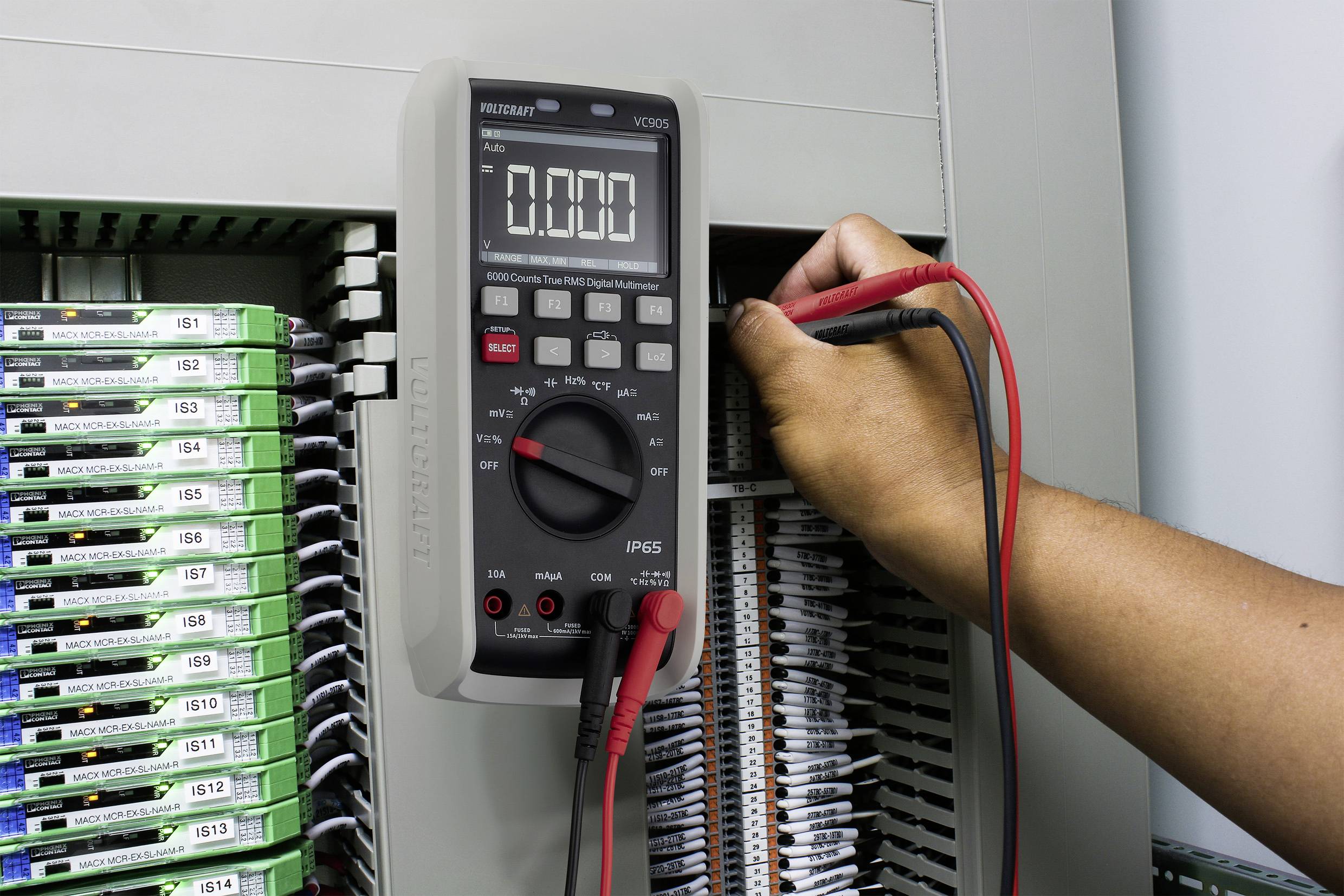 VOLTCRAFT VC905 Industrie-Multimeter TRMS LoZ CAT III 1000 V, CAT IV 1000V transflektives Display integrierte Magnethalterung