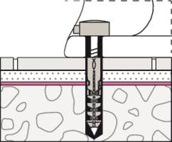 Diagramm zeigt eine Bodenankerinstallation: Ein Anker wird durch verschiedene Bodenschichten geführt, um Stabilität zu gewährleisten.
