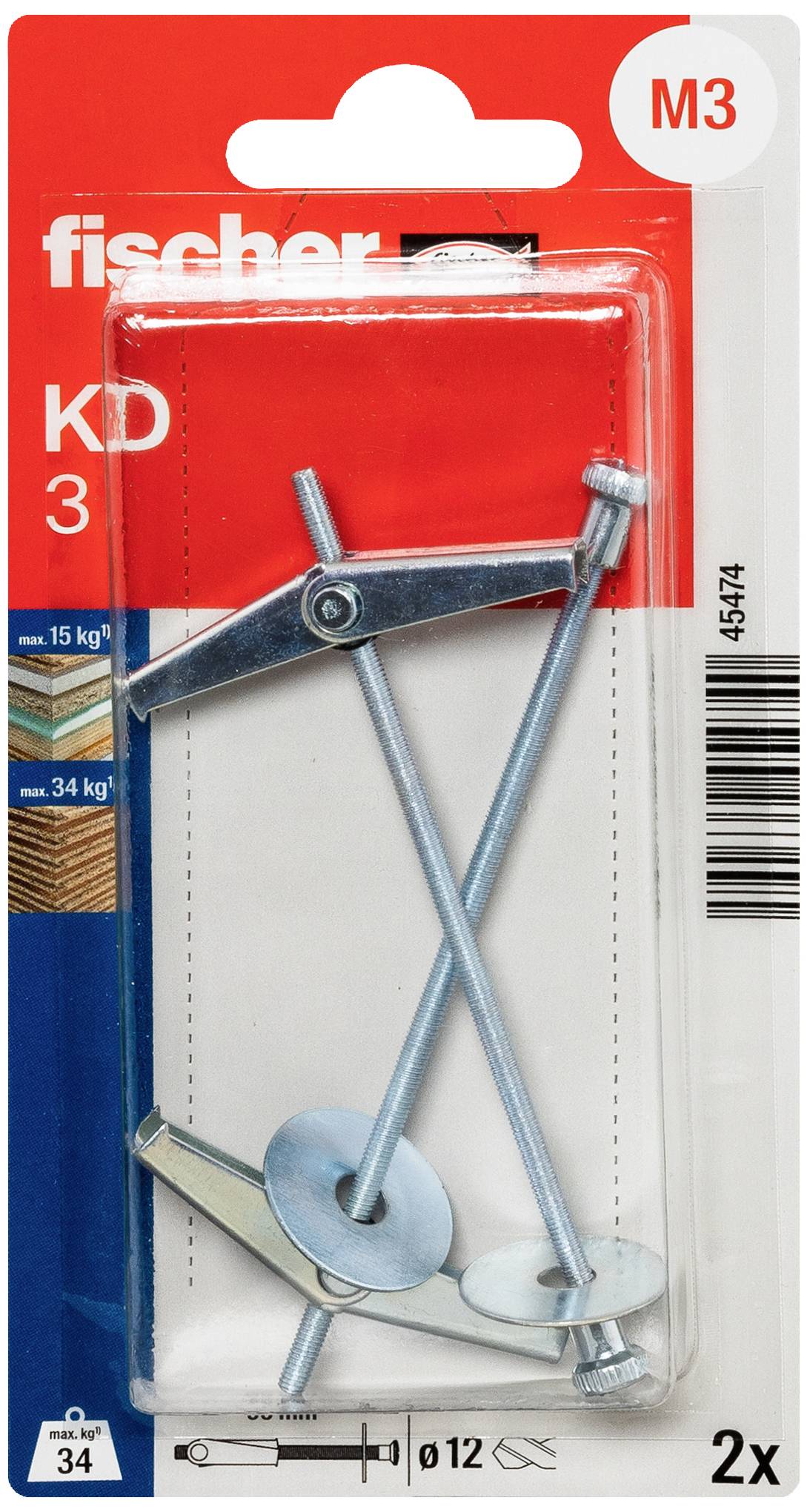 Fischer 045474 KD 3 K NV Kippdübel 95mm 1 Set