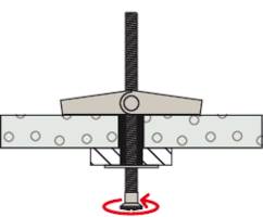 Illustration eines mechanischen Schraubenziehers. Zeigt eine Schraube mit Hebelmechanismus, der gedreht wird, um die Schraube zu sichern.