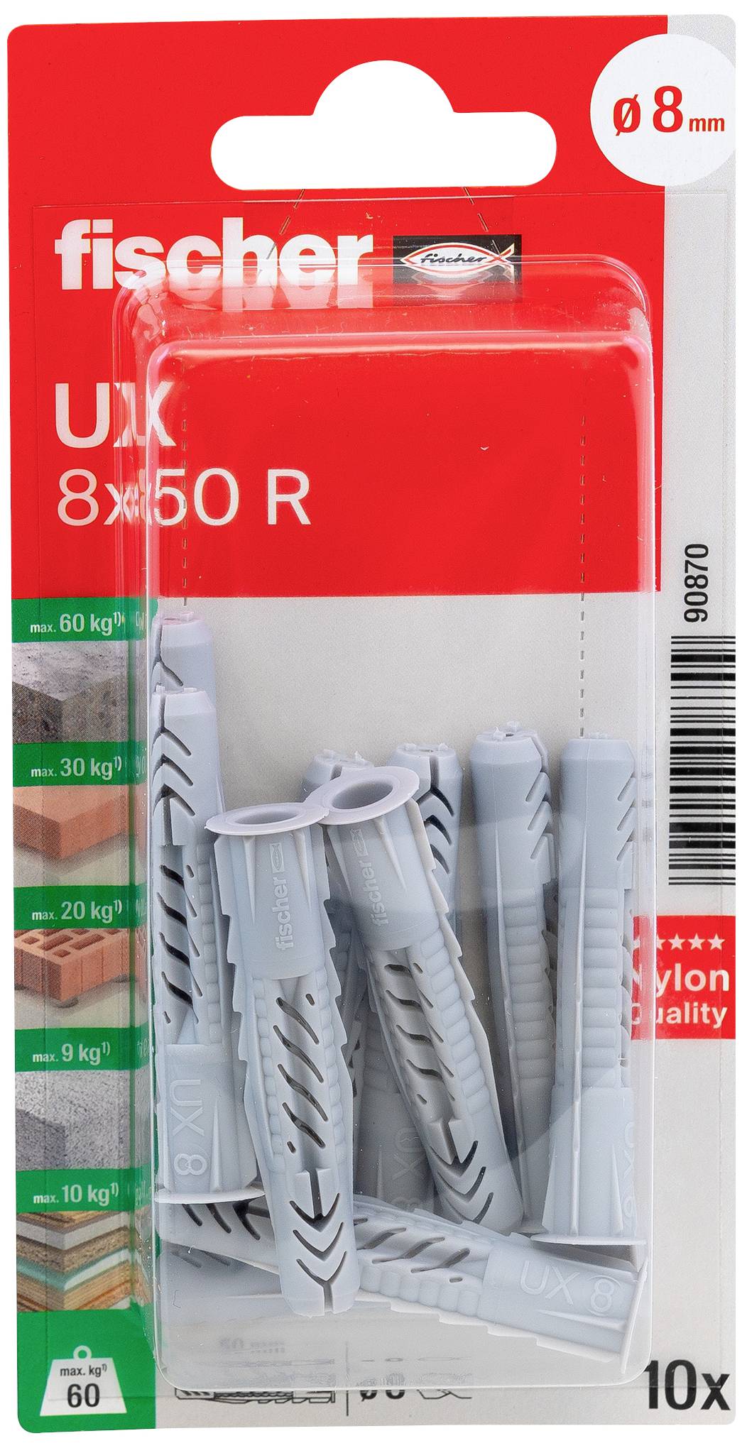 Fischer 090870 UX 8 x 50 R K NV Universaldübel 50mm 1 Set