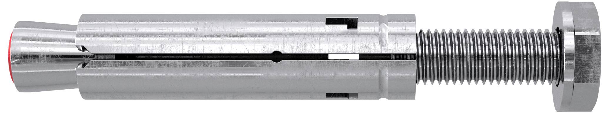 Ein Metall-Schwerlastanker für Beton, bestehend aus einer Schraube mit Gewinde und einem zylindrischen Spreizelement.