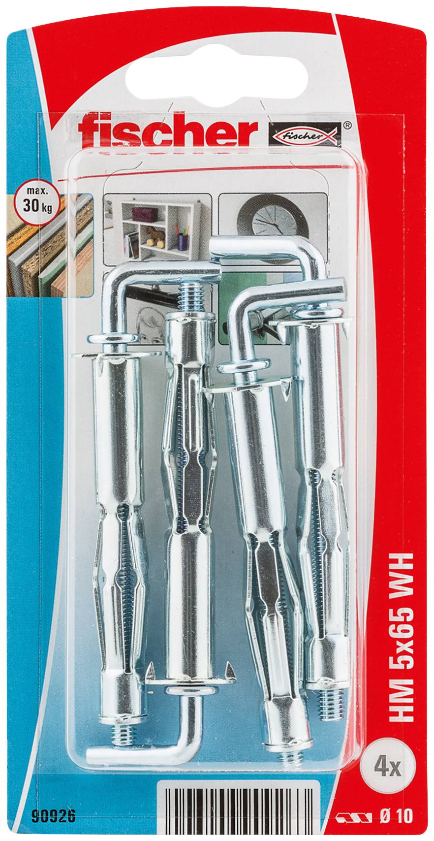 Metall-Mollankerbolzen mit Haken, zur Befestigung in Hohlwänden, isolierter Hintergrund.