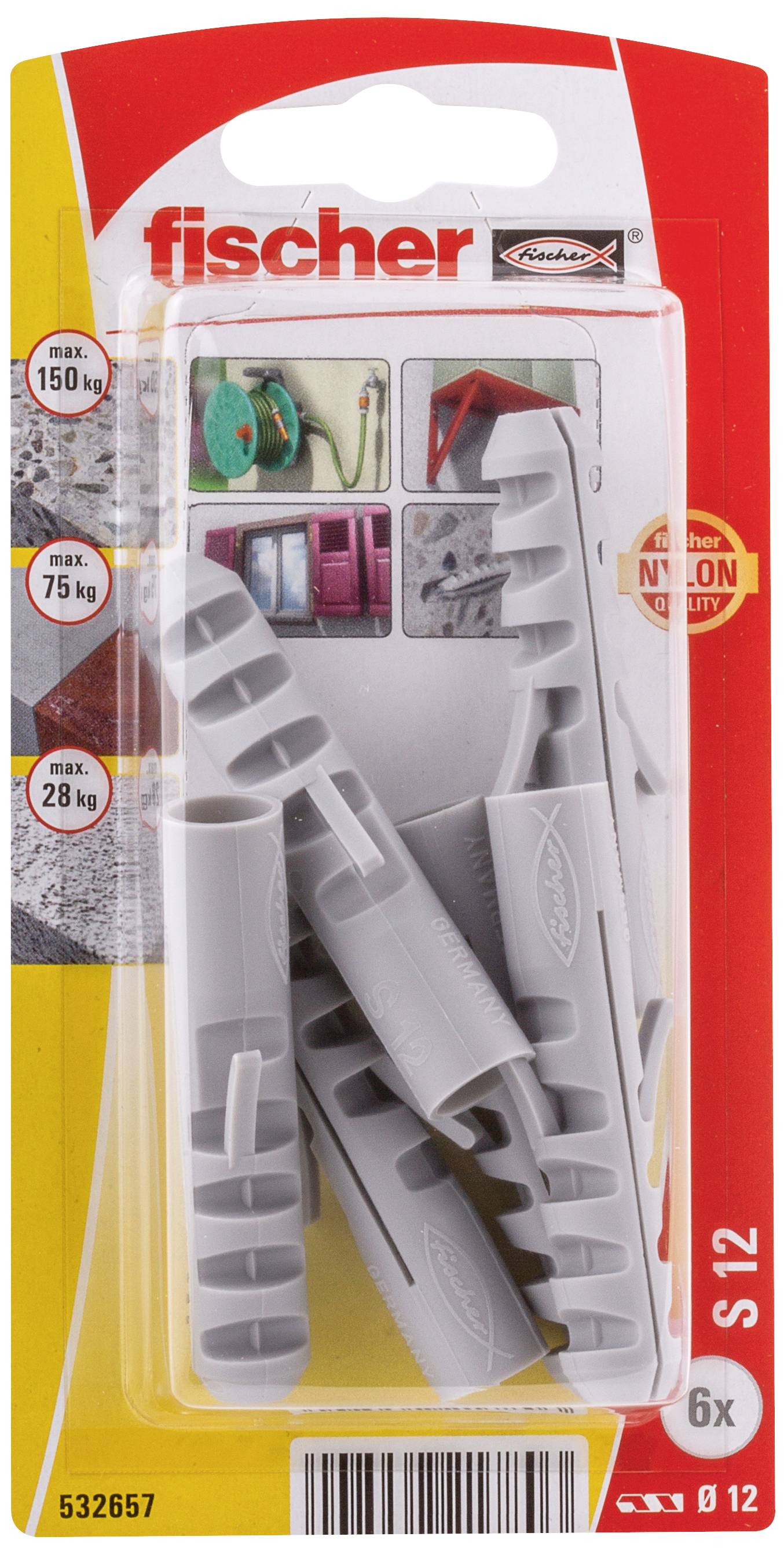 Verpackung mit grauen Dübeln der Marke 