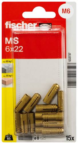 Fischer 532737 MS 6 x 22 K NV Messingdübel 22 mm 1 Set