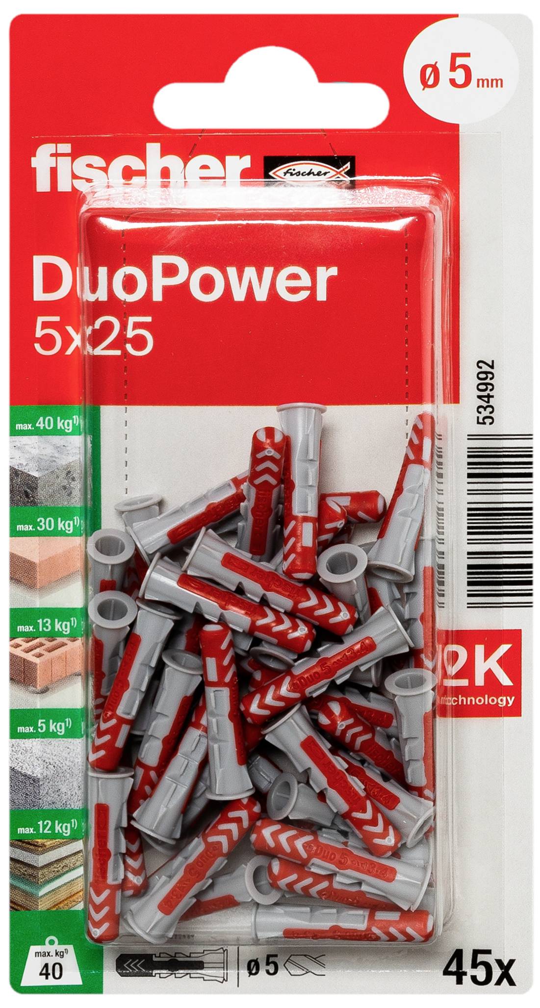 Fischer 534992 DuoPower 5 x 25 K NV 2-Komponenten-Dübel 25mm 5mm 1 Set