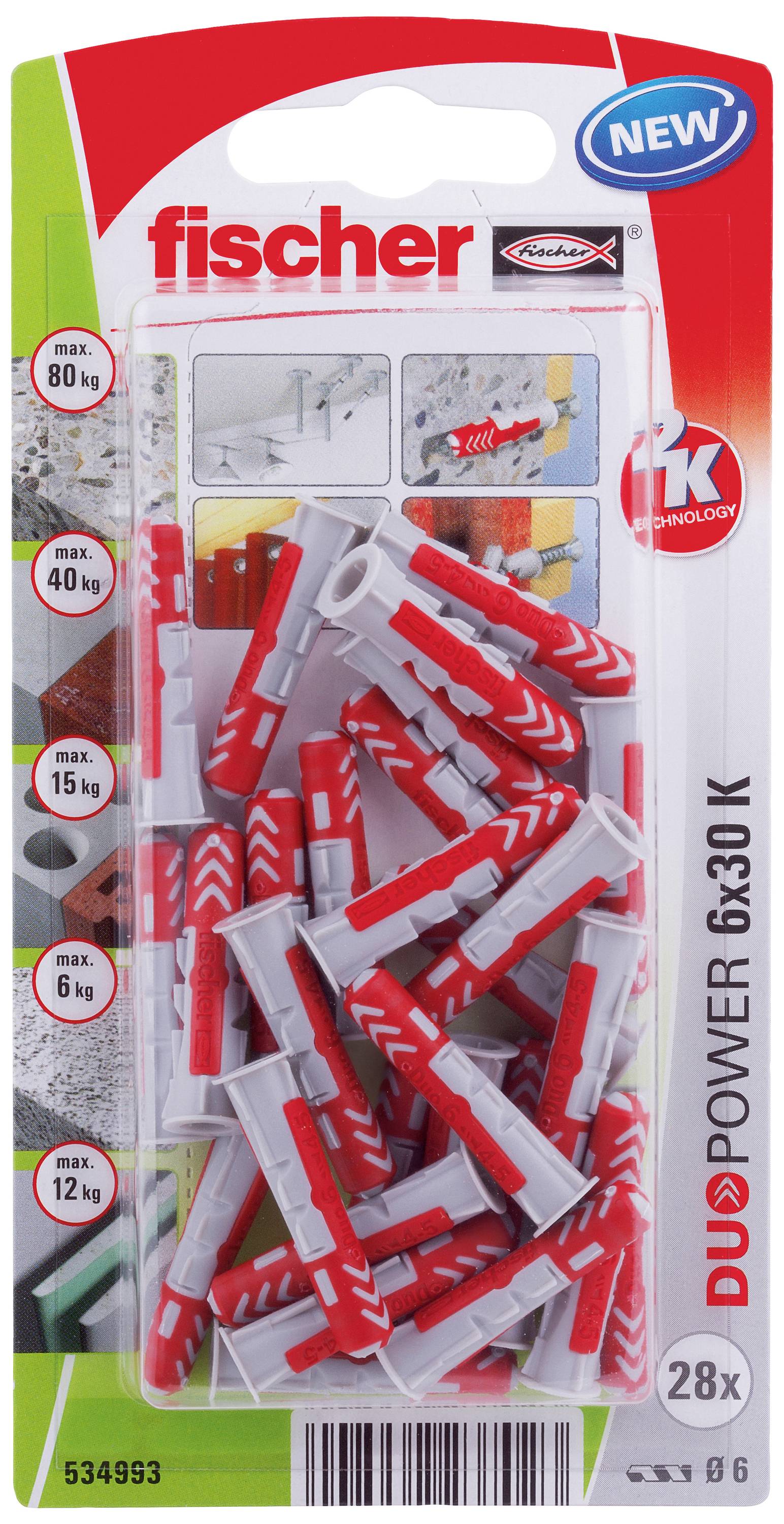Fischer 534993 DuoPower 6 x 30 K NV 2-Komponenten-Dübel 30mm 6mm 1 Set