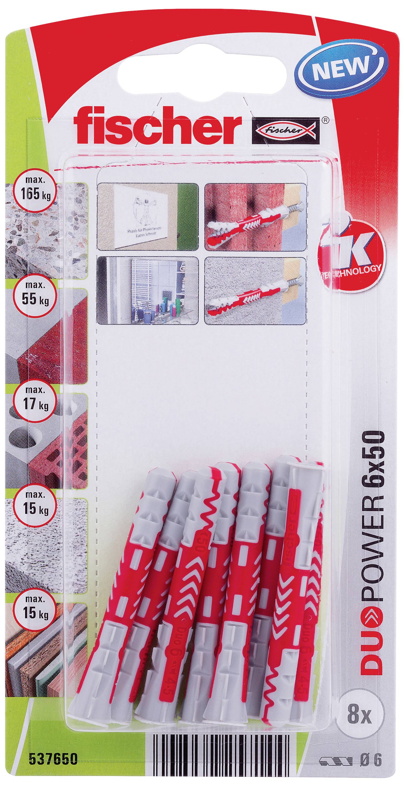 Fischer 537650 DuoPower 6 x 50 K NV Dübel 50mm 6mm 1 Set